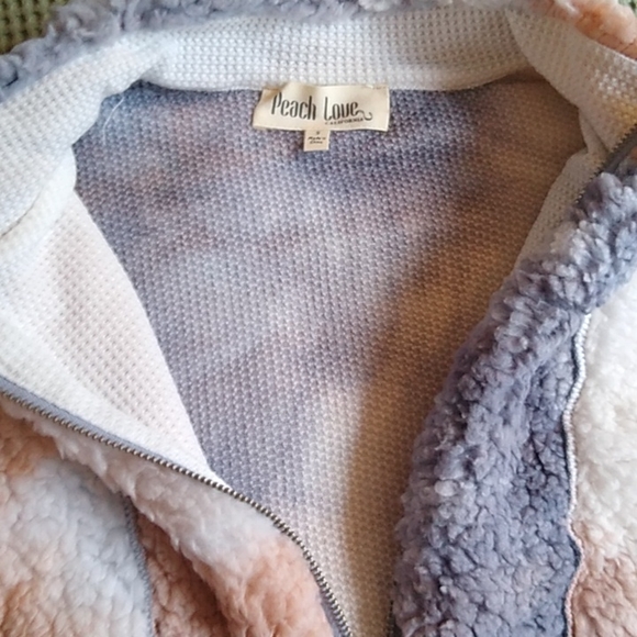 Plush Sherpa Tie dye Half Zip pullover Teddy sweater - Picture 8 of 8